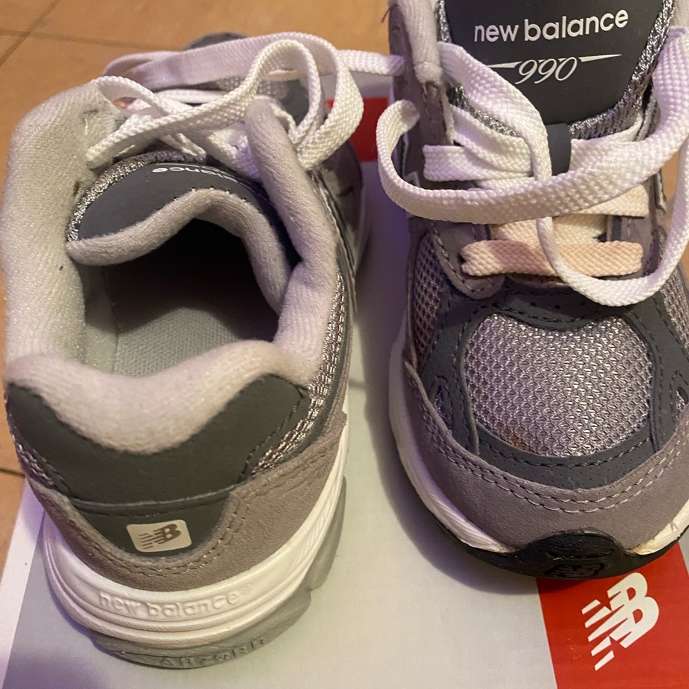 New Balance Kids' Gray and White Sneakers